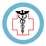 circle and rectangular symbols creating a medical logo image